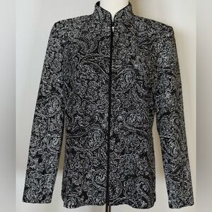 Alex Evenings | Black Embellished Zip Front Formal Jacket Women’s Size Medium